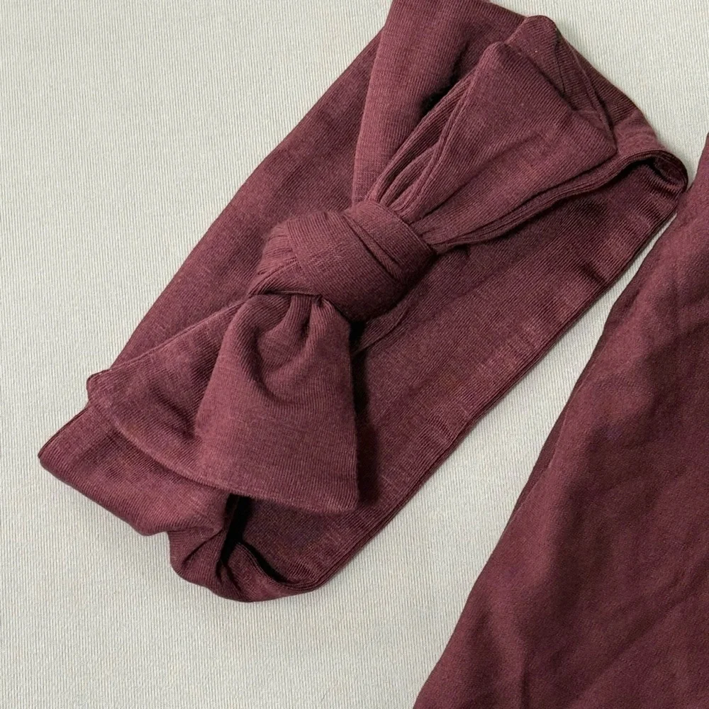 Burgundy Baby Swaddle, Hat and Headband Set in Plum